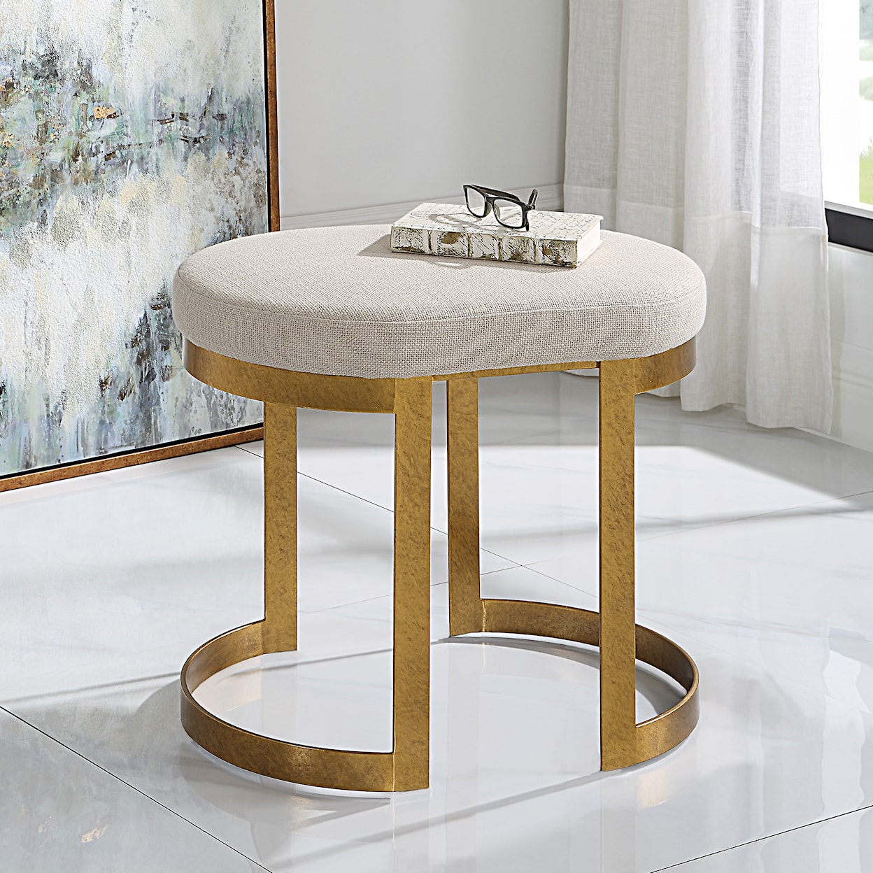 Uttermost Infinity Infinity Gold Accent Stool