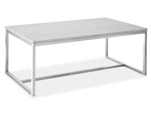 Contemporary Rectangular Cocktail Table with Marble Top