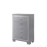 Glam Chest of Drawers with Beveled Mirror Accent