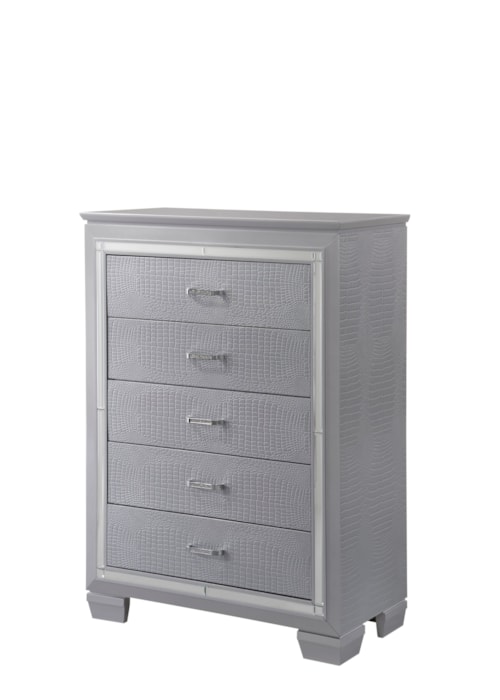 Glam Chest of Drawers with Beveled Mirror Accent