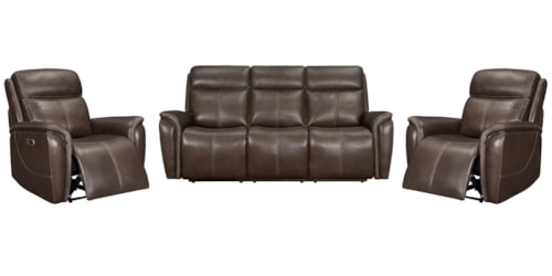 Casual Power Reclining Sofa and Dual Recliners Set with Power Headrests