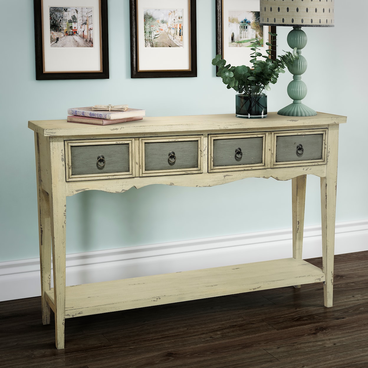 Accentrics Home Accents Two Tone Distressed Console Table