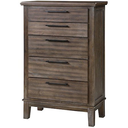 Transitional 5 Drawer Chest of Drawers with Felt Lined Top Drawer