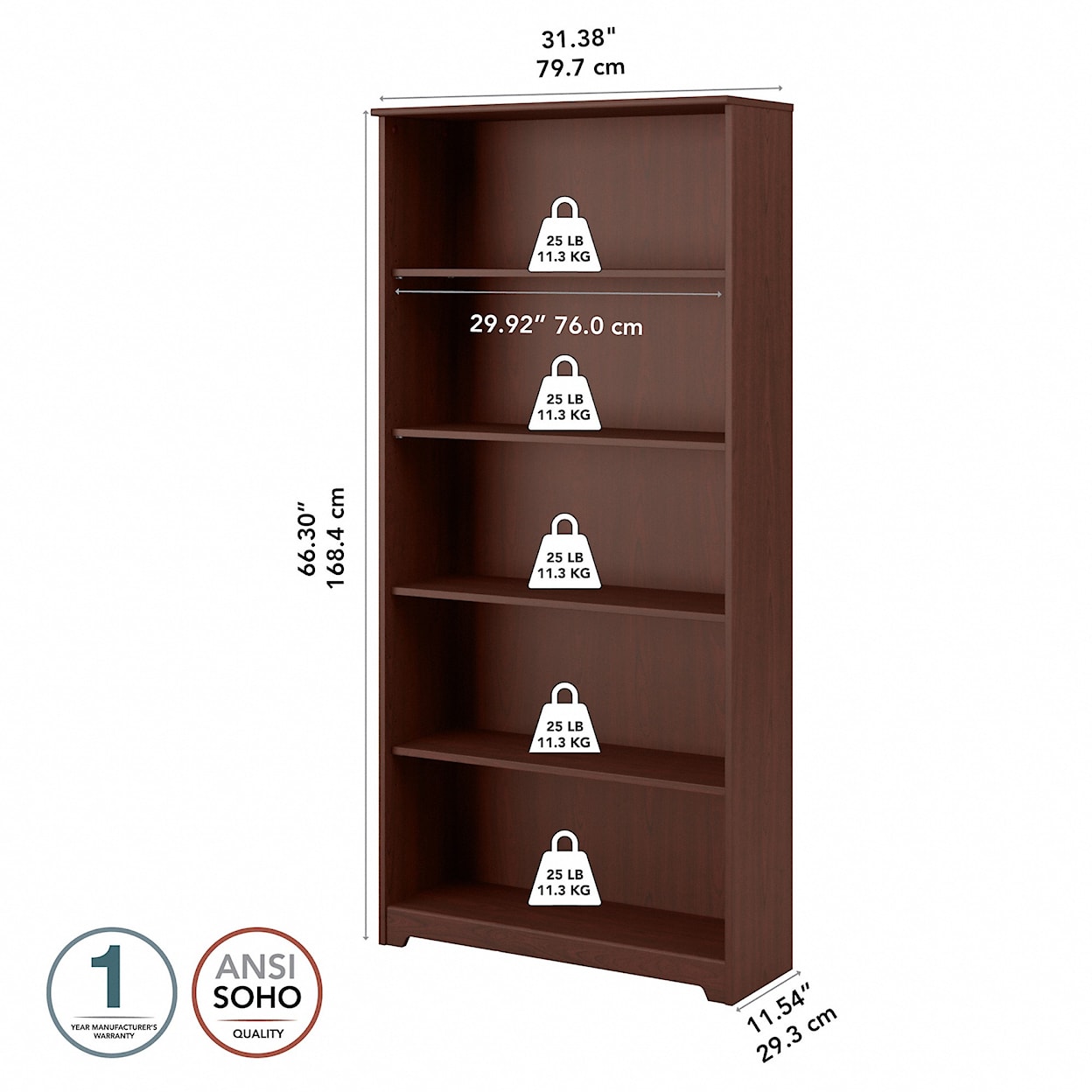 Bush Cabot 5 Shelf Bookcase