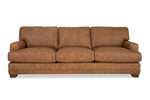 Contemporary Sofa with Track Armrests & Nail-Head Trim