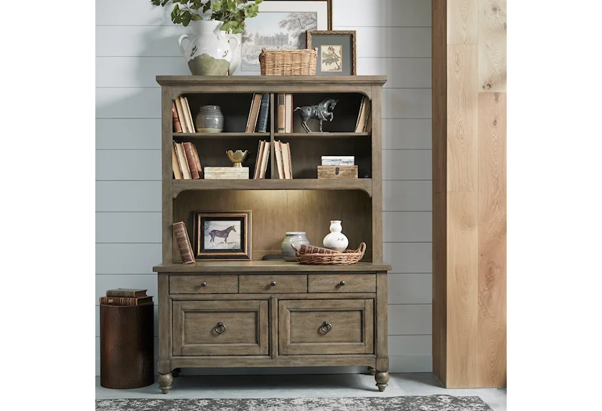 Americana Farmhouse Credenza & Hutch by Liberty Furniture at VanDrie Home Furnishings