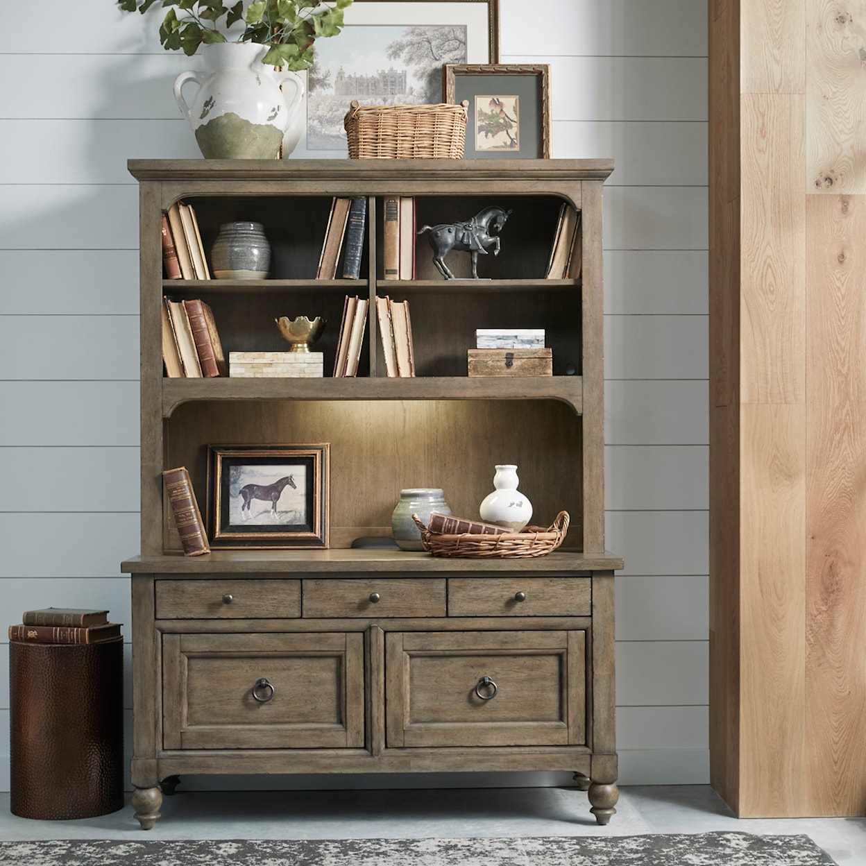 Liberty Furniture Americana Farmhouse Credenza & Hutch Set