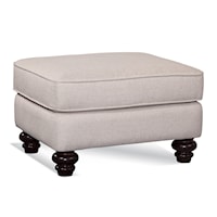 Transitional Ottoman with Turned Legs