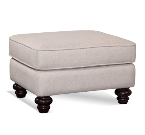 Transitional Ottoman with Turned Legs