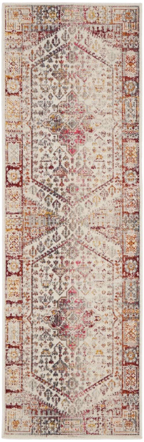 2'4" x 8' Ivory Red Runner Rug