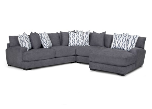 Contemporary 4-Piece Sectional Sofa with Right Facing Chaise