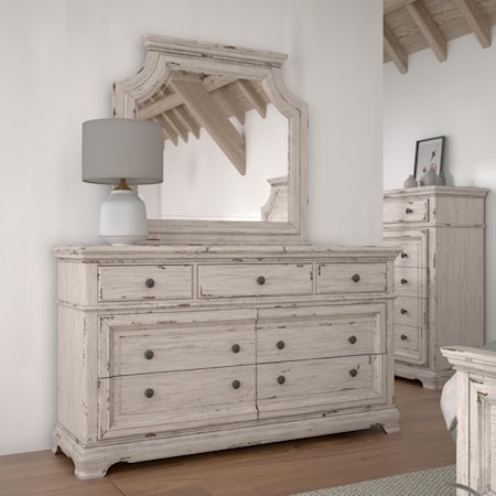 Dresser and Mirror Set