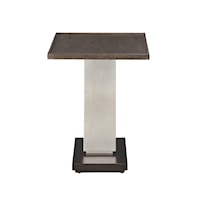 Contemporary End Table with Silver Leaf Pedestal