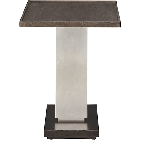 Contemporary End Table with Silver Leaf Pedestal