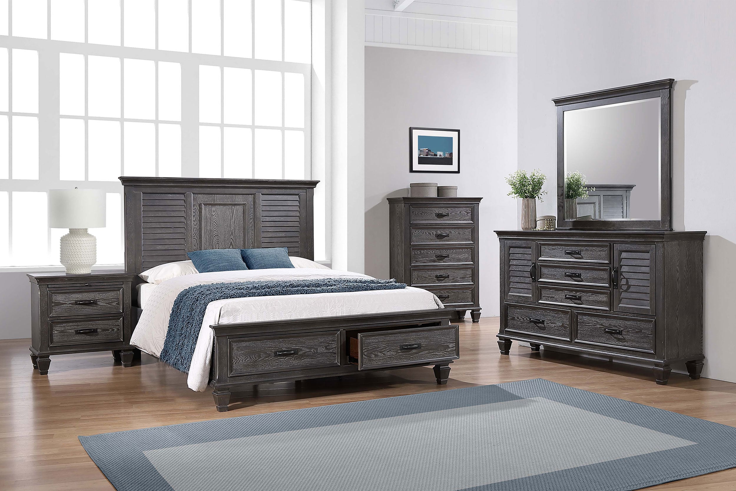 Wood King Storage Panel Bed Sage