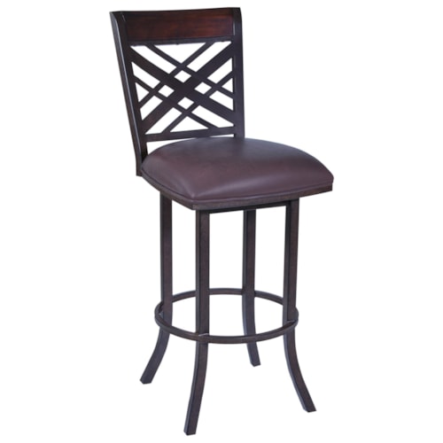 Transitional 26" Swivel Bar Stool with X-Back