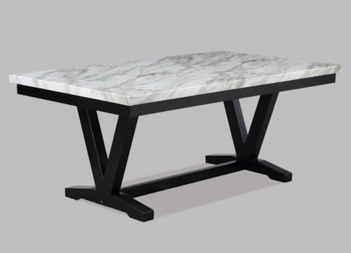 Contemporary Dining Table with Faux Marble Table Top