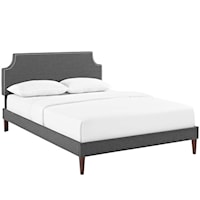 King Fabric Platform Bed with Squared Tapered Legs