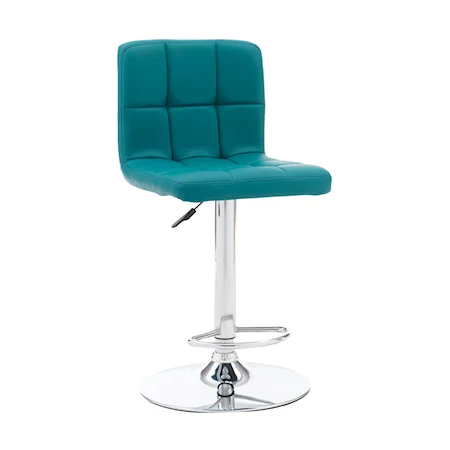 Contemporary Teal Barstool with Adjustable Height