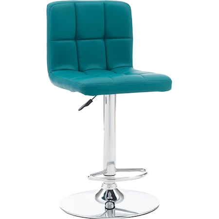 Contemporary Teal Barstool with Adjustable Height