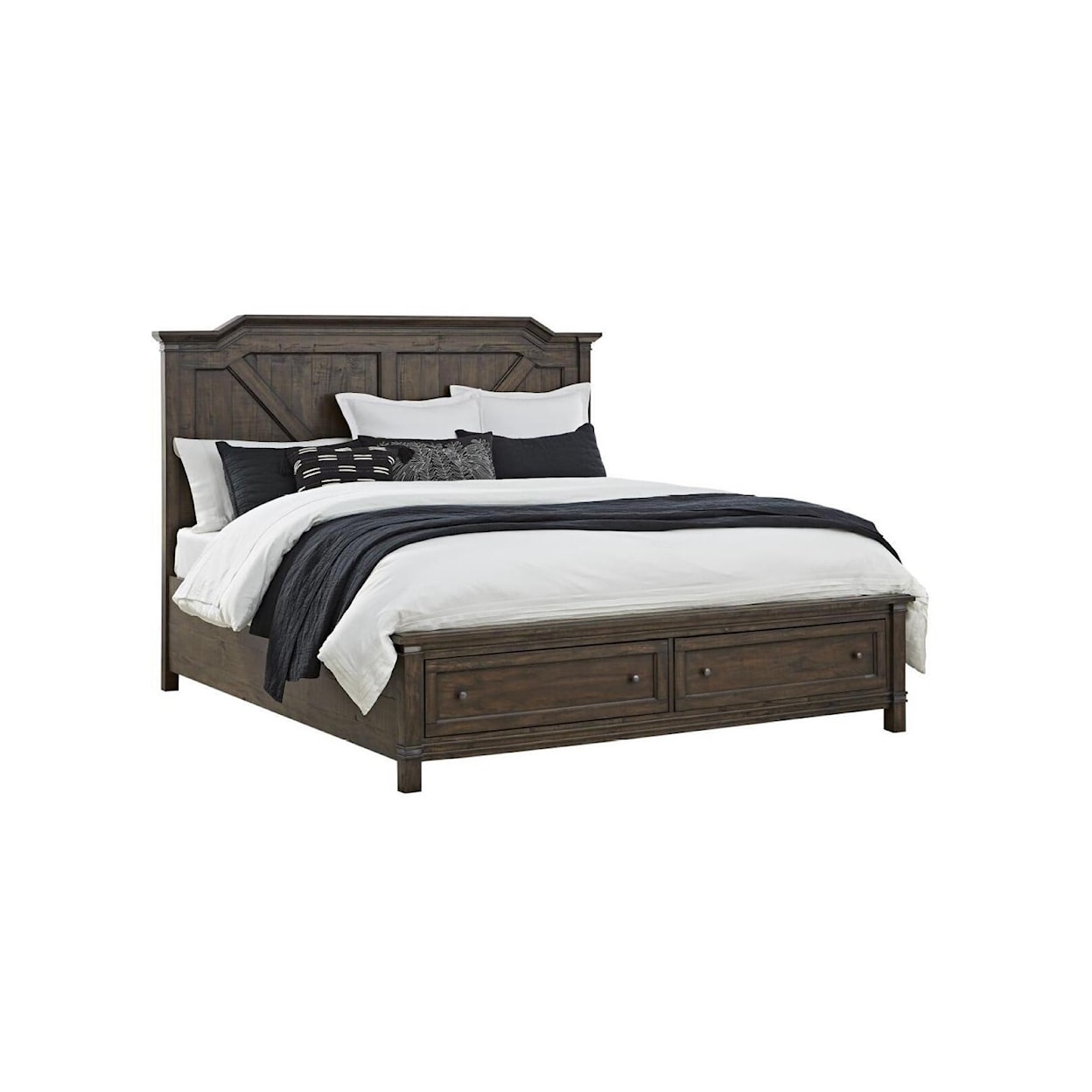 American Woodcrafters Farmwood King Storage Bed