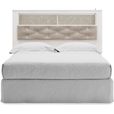 Queen Upholstered Panel Bookcase Headboard