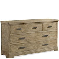 Rustic Seven Drawer Dresser with Felt Lined Top Drawers