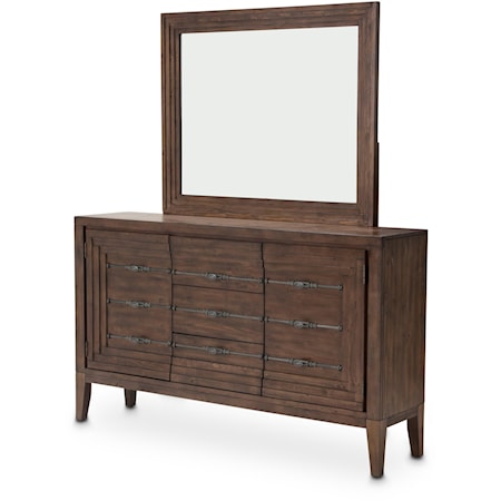 2-Piece Rustic Sideboard and Mirror Set