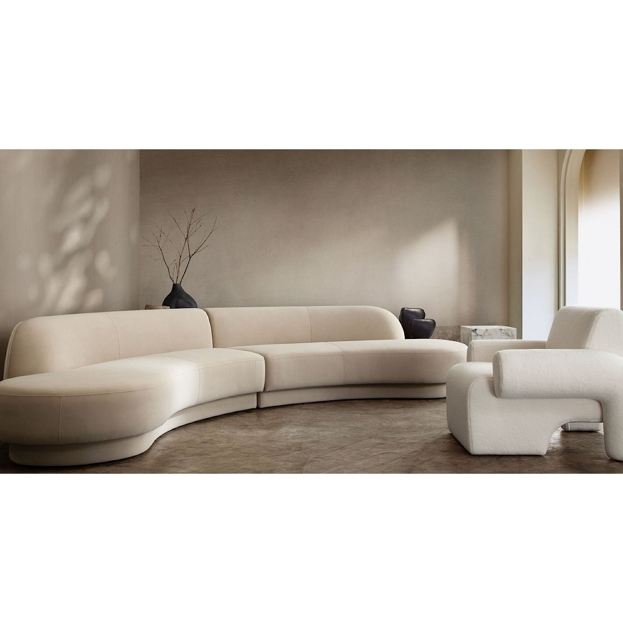 Diamond Sofa Furniture Zelda 2PC-Curved Armless Chaise