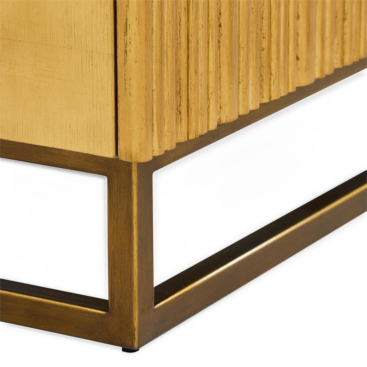 Modern Fluted Marble-Top 4-Door Credenza