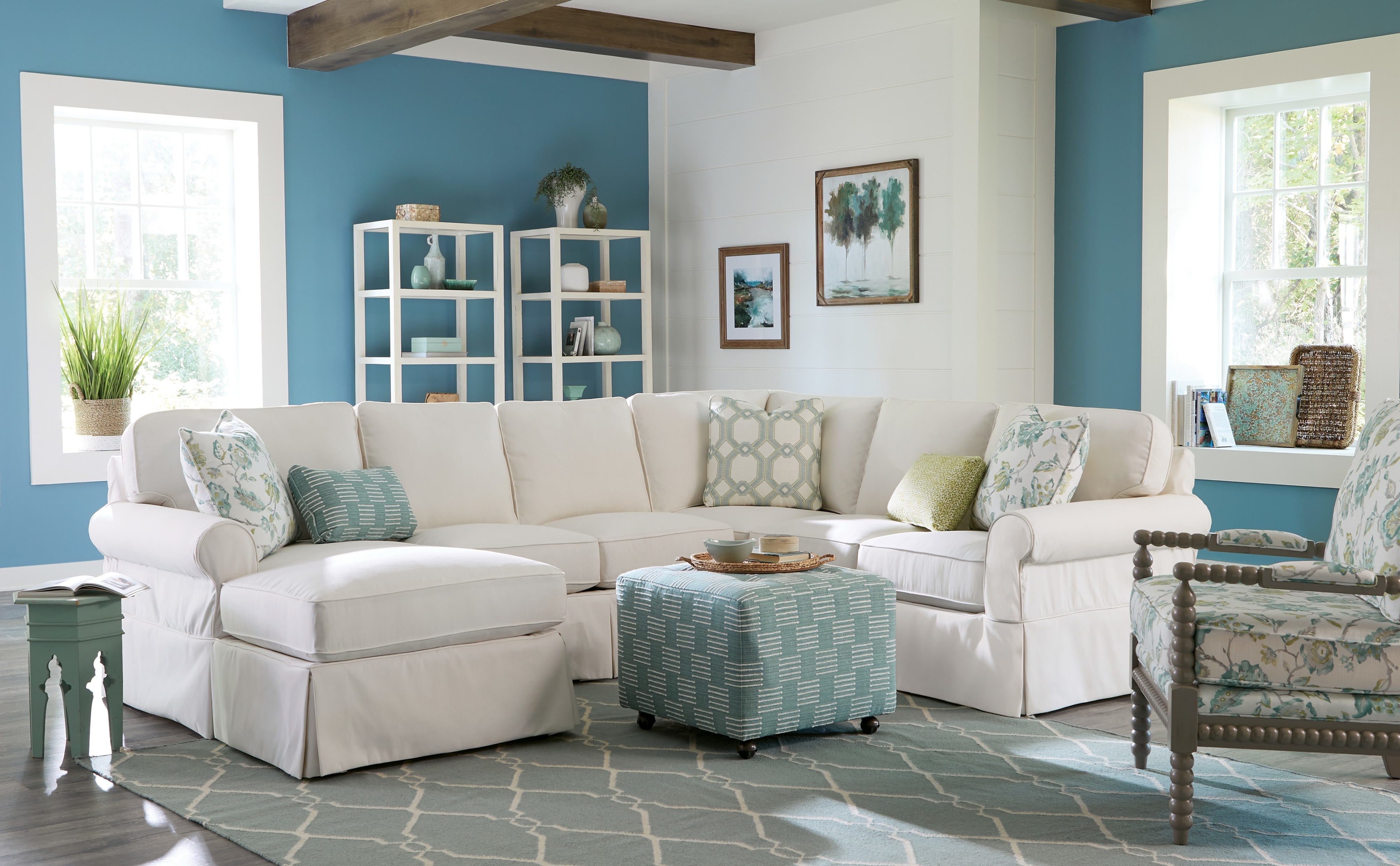 Craftmaster 9174BD 3-Pc Slipcover Sectional Sofa w/ LAF Chaise