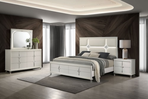 Olivia 4-Piece Eastern King Bedroom Set Pearl White