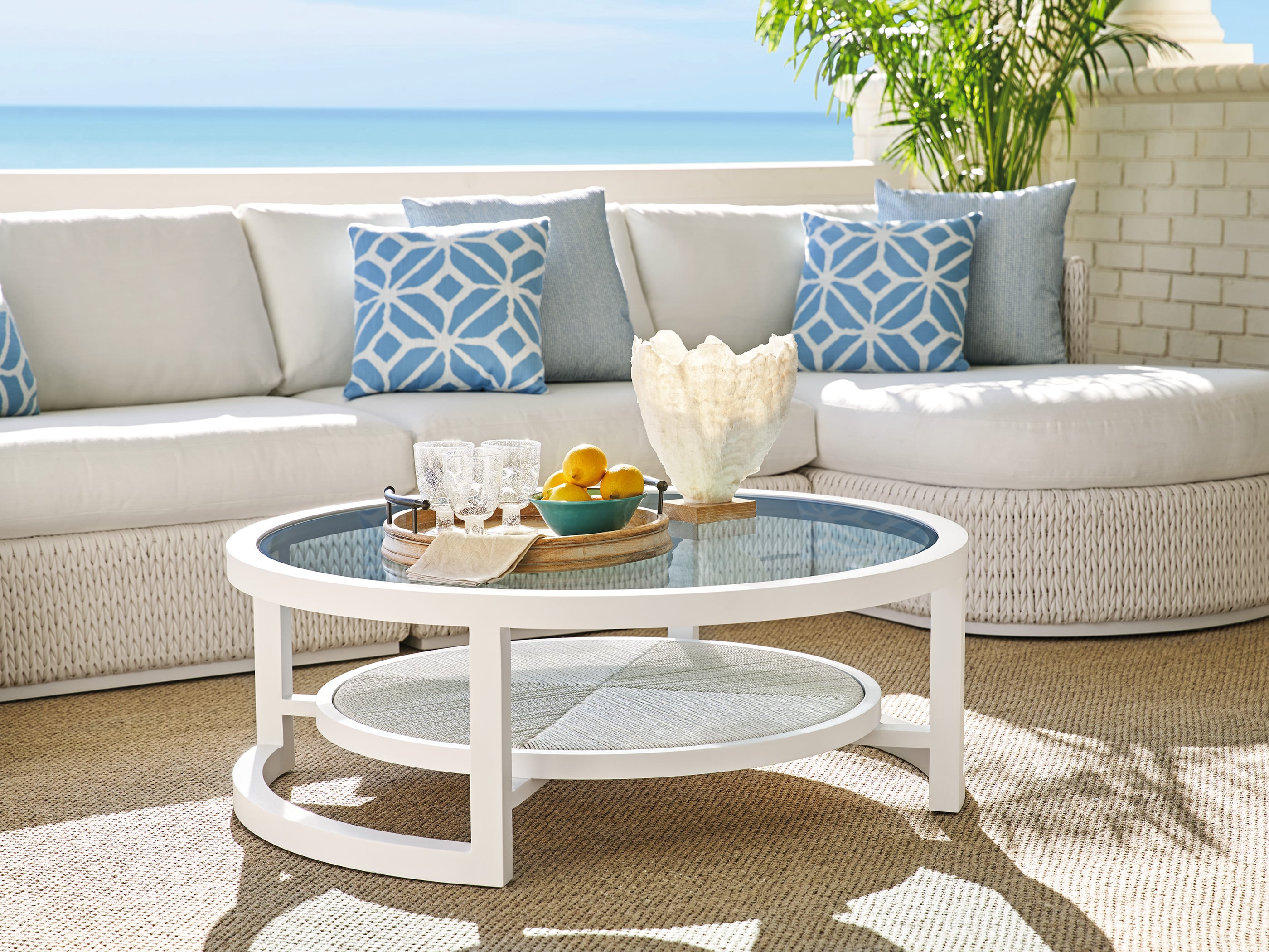 Tommy Bahama Outdoor Living Ocean Breeze Promenade Outdoor Round Cocktail Table