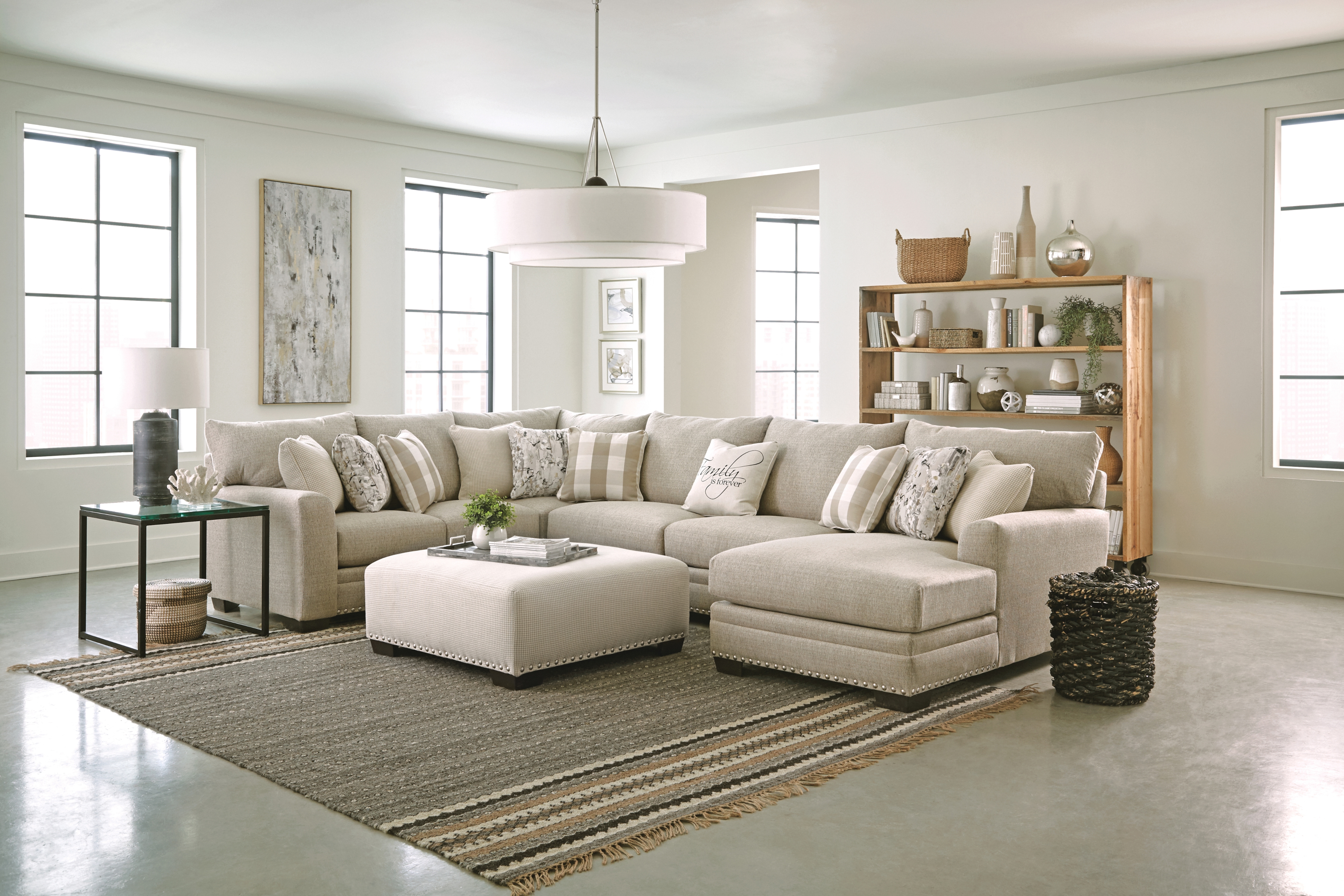Jackson Furniture Salem 5-Piece Sectional Sofa with Cocktail Ottoman