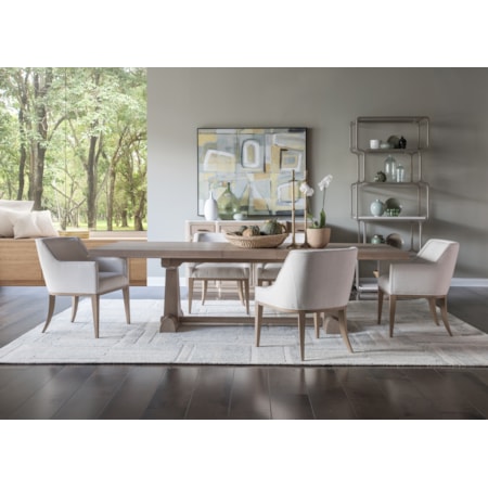 7-Piece Dining Set with Trestle Table