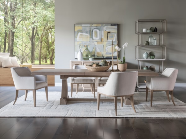 7-Piece Dining Set with Trestle Table