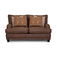 Traditional Stationary Loveseat with Nail-Head Trim