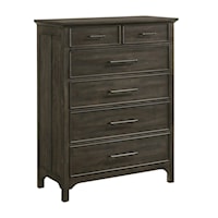 Contemporary 6-Drawer Bedroom Chest with Cedar Lined Bottom Drawers