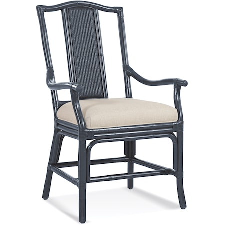 Coastal Dining Arm Chair with Upholstered Seat