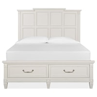 Cottage Style California King Panel Bed with Storage
