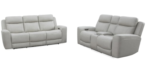 Casual Power Reclining Sofa and Loveseat Set with Power Headrests