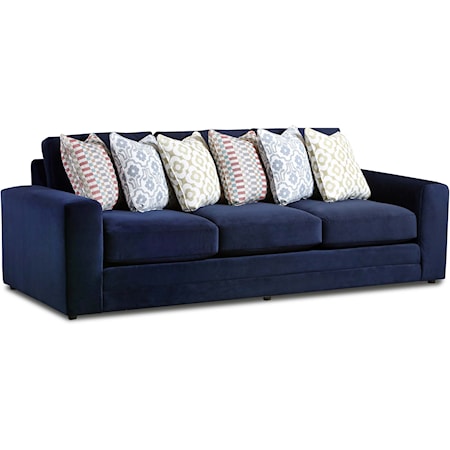 Contemporary Sofa in Blue Velvet