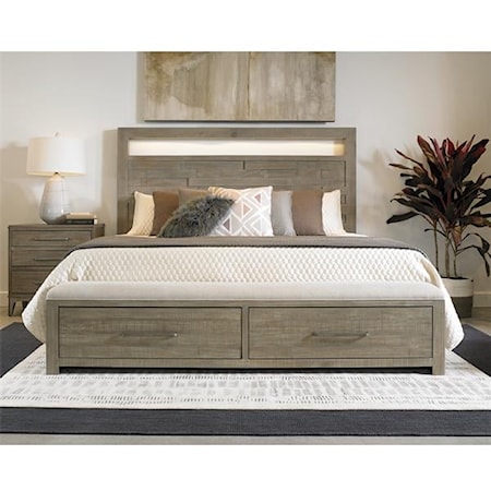 Contemporary Calfornia King LED Panel Bed