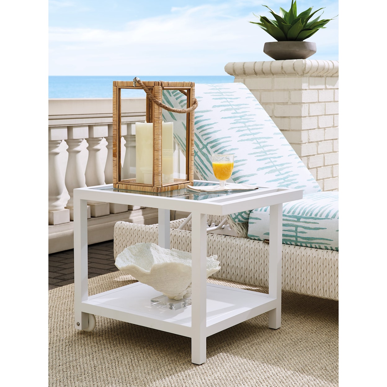 Tommy Bahama Outdoor Living Ocean Breeze Promenade Outdoor Serving End Table