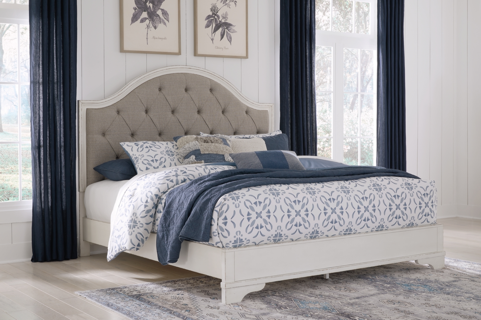 King Upholstered Panel Bed