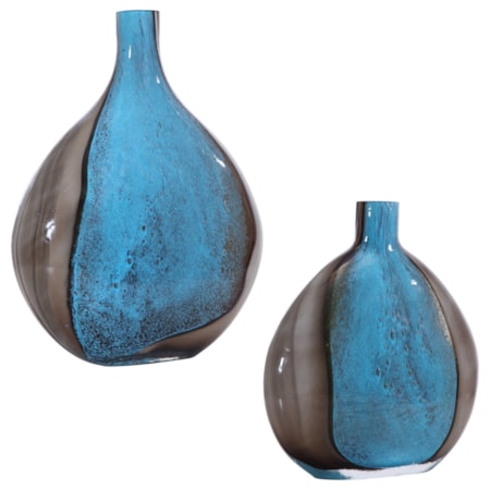 Adrie Art Glass Vases, S/2