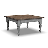 Relaxed Vintage Square Cocktail Table with Turned Legs