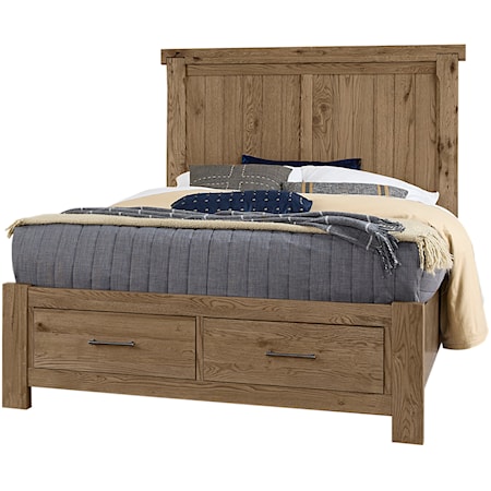 Transitional Rustic Queen Dovetail Storage Bed