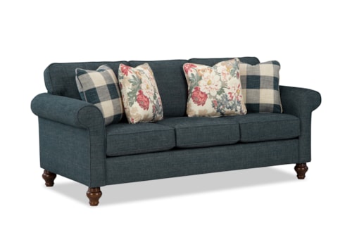 Traditional Sofa with Rolled Armrests