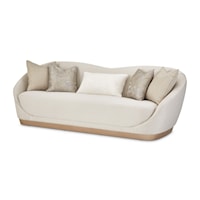 Transitional Upholstered Sofa with Five Throw Pillows